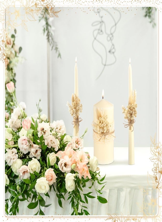 Conelist 3 Pcs Wedding Unity Candles for Wedding Ceremony Gift 6.3" Pillar and 9.8'' Taper Candles Set for Reception and Ceremony Events Decor(Rustic Style) - Image 4